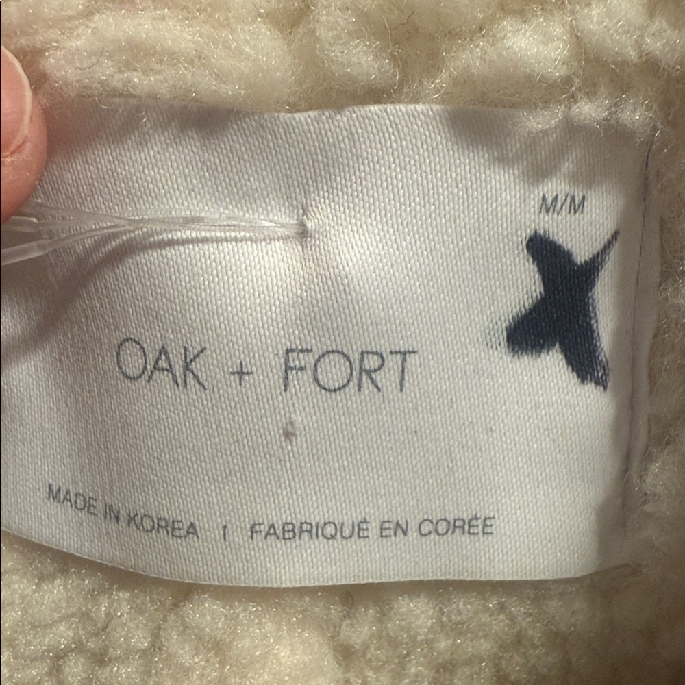 OAK + FORT WOMENS small gray Jacket with Cream Sherpa Collar - Picture 3 of 9